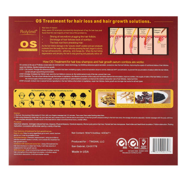 Rolylind OS Treatment for hair loss shampoo & hair growth serum combos- 5 Pcs (Serum­ 4x50ml + Shampoo 1x400ml)